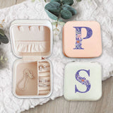 Purple Letters Jewelry Box Portable PU Leather Organizer Display Travel