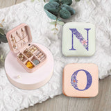 Purple Letters Jewelry Box Portable PU Leather Organizer Display Travel