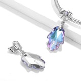 Purple Light Fatima's Hand Crystal 925 Sterling Silver Bow Necklace Bracelet