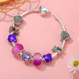 Purple Love & Bicolor Bear Charm Bracelet Gift for Women