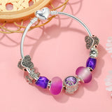 Purple Love & Bicolor Bear Charm Bracelet Gift for Women