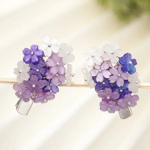 Vintage Butterfly Hairpins Purple Flower Hair Clips