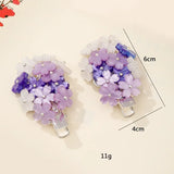 Vintage Butterfly Hairpins Purple Flower Hair Clips