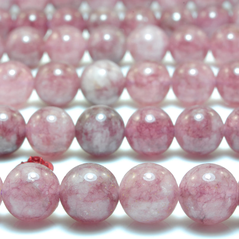 Purple Malaysia Jade Smooth Round Loose Beads Gemstone Bracelet Necklace DIY