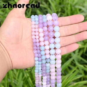 Purple Morganite Stone Beads Round Spacer for Jewelry Making DIY Charms