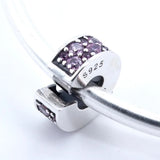 Purple Mosaic Spacer Clip Charms 925 Sterling Silver DIY Jewelry Making