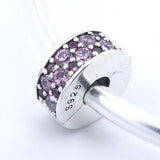 Purple Mosaic Spacer Clip Charms 925 Sterling Silver DIY Jewelry Making