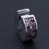 Purple Mosaic Spacer Clip Charms 925 Sterling Silver DIY Jewelry Making