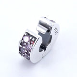 Purple Mosaic Spacer Clip Charms 925 Sterling Silver DIY Jewelry Making