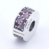 Purple Mosaic Spacer Clip Charms 925 Sterling Silver DIY Jewelry Making