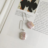 Baroque Pearl Earrings in Sterling Silver 925 Square Shape