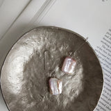 Baroque Pearl Earrings in Sterling Silver 925 Square Shape