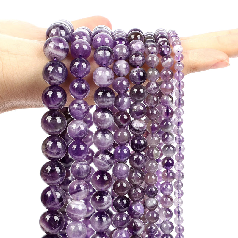 Purple Stone Beads Amethyst Agate Tourmaline Jades Loose Spacer Beads