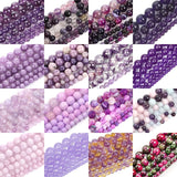 Purple Stone Beads Amethyst Agate Tourmaline Jades Loose Spacer Beads