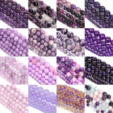 Purple Stone Beads Amethyst Agate Tourmaline Jades Loose Spacer Beads