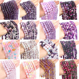 Purple Stone Beads Amethyst Agate Tourmaline Jades Loose Spacer Beads