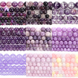 Purple Stone Beads Amethyst Agate Tourmaline Jades Loose Spacer Beads