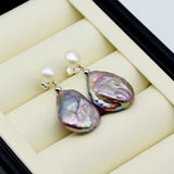 Purple Pearl Earrings Freshwater Pearl Silver Earrings