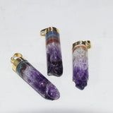 Purple Raw Crystal Stone Necklace Geode Druzy Pendants DIY Jewelry Making