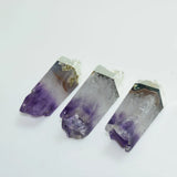 Purple Rectangle Druzy Pendant Silver Plated