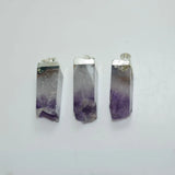 Purple Rectangle Druzy Pendant Silver Plated