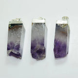 Purple Rectangle Druzy Pendant Silver Plated