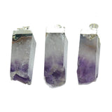 Purple Rectangle Druzy Pendant Silver Plated
