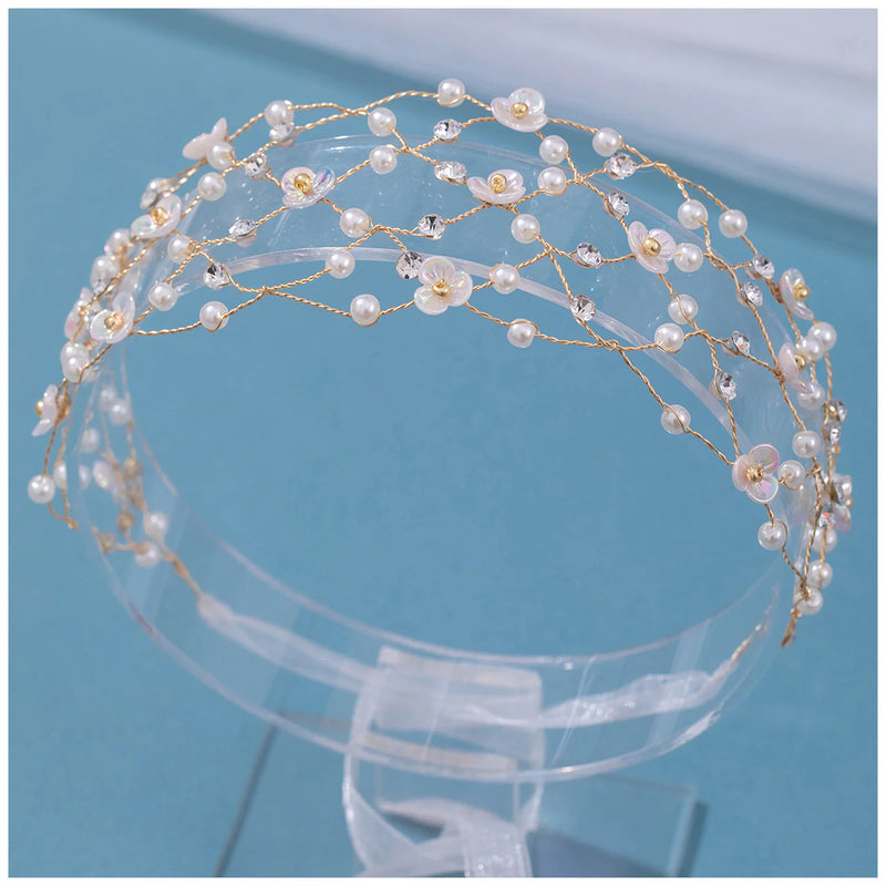 Purple Rhinestone Chain Net Headband Wedding Party Hair Accessory