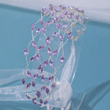 Purple Rhinestone Chain Net Headband Wedding Party Hair Accessory