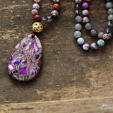 Purple Teardrop Pendant Necklace for Women