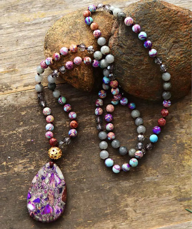 Purple Teardrop Pendant Necklace for Women