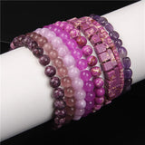 Purple Stone Angelite Beads Bracelet for Women
