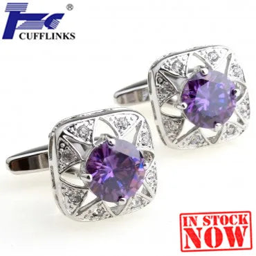 Purple Stone Cufflink Cuff Link 2 Pairs