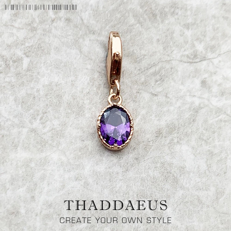 Purple Stone Oval Charm Pendant 925 Sterling Silver Gift For Women
