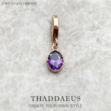Purple Stone Oval Charm Pendant 925 Sterling Silver Gift For Women