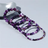 Purple Stripe Agates Bracelet 4/6/8/10mm Natural Stone Beaded Bracelets Female