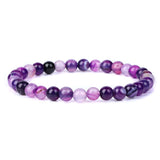 Purple Stripe Agates Bracelet 4/6/8/10mm Natural Stone Beaded Bracelets Female
