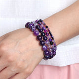 Purple Stripe Agates Bracelet 4/6/8/10mm Natural Stone Beaded Bracelets Female
