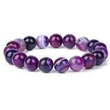 Purple Stripe Agates Bracelet 4/6/8/10mm Natural Stone Beaded Bracelets Female