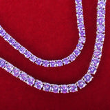 Purple Tennis Chain Necklace 24K Real Plated