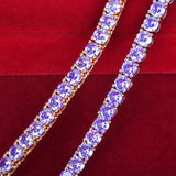 Purple Tennis Chain Necklace 24K Real Plated
