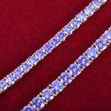 Purple Tennis Chain Necklace 24K Real Plated