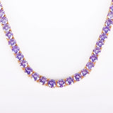 Purple Tennis Chain Necklace 24K Real Plated