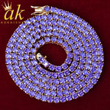Purple Tennis Chain Necklace 24K Real Plated