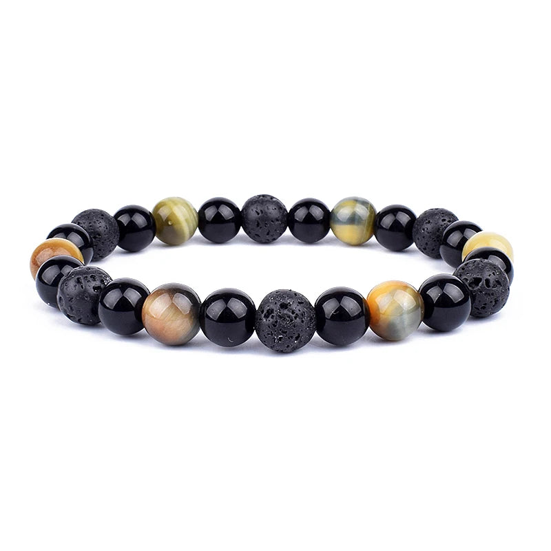 Purple Tiger Eye Bead Bracelet Crown Charm Bracelet