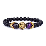 Purple Tiger Eye Bead Bracelet Crown Charm Bracelet
