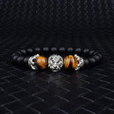 Purple Tiger Eye Bead Bracelet Crown Charm Bracelet
