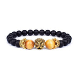 Purple Tiger Eye Bead Bracelet Crown Charm Bracelet