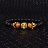 Purple Tiger Eye Bead Bracelet Crown Charm Bracelet