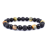 Purple Tiger Eye Bead Bracelet Crown Charm Bracelet